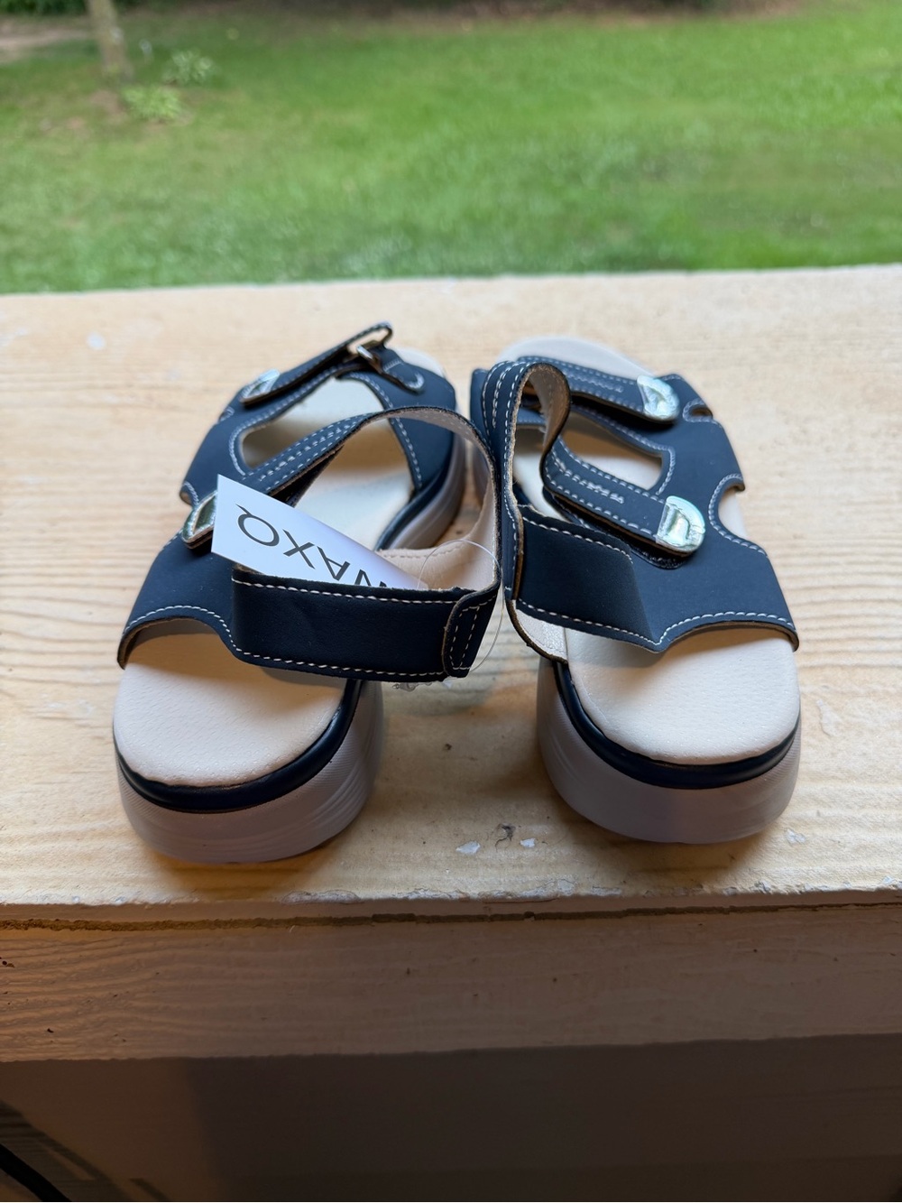 Comfort Adjustable Navy Blue Women's Sandals - Picture 3 of 4